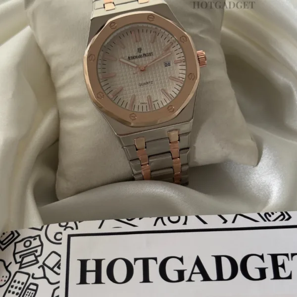 AP Piguet - (Analog Watch) – White Dial / Rose Gold & Silver Strap