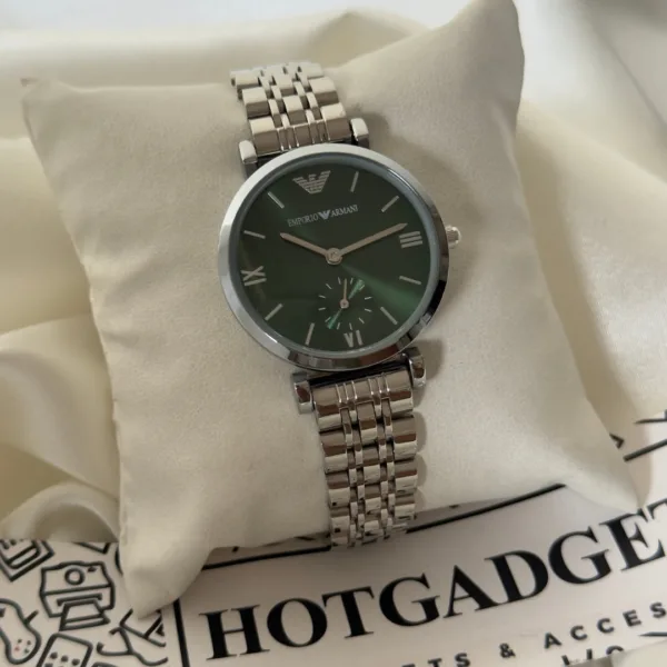 Armani-AR1676 (Chronograph Watch) – Green Dial / Silver Strap