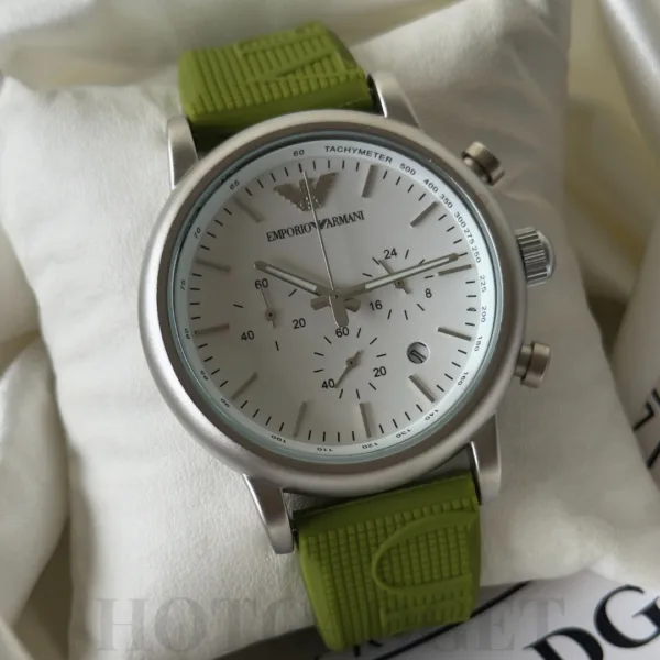 Armani-AR1807 Luigi (Chronograph Watch) – White Dial / Green Strap
