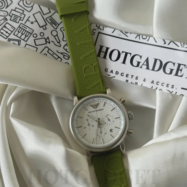 Armani-AR1807 Luigi (Chronograph Watch) – White Dial / Green Strap
