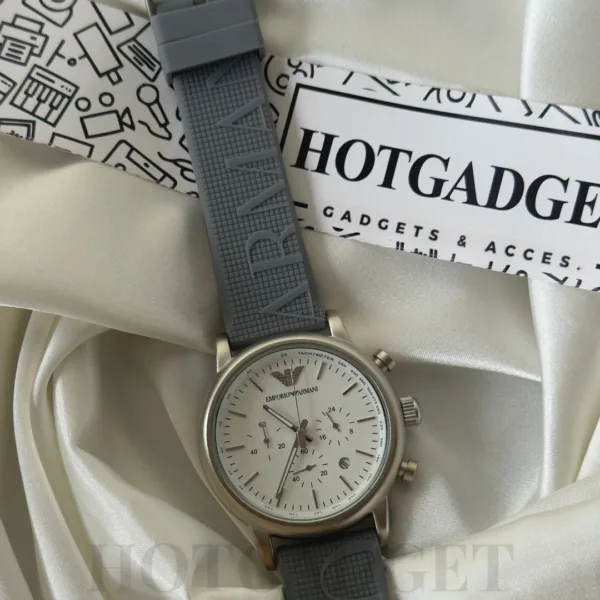 Armani-AR1807 Luigi (Chronograph Watch) – White Dial / Grey Strap