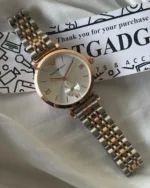 Armani-AR1819 (Chronograph Watch) – White Dial / Rose & Silver Strap