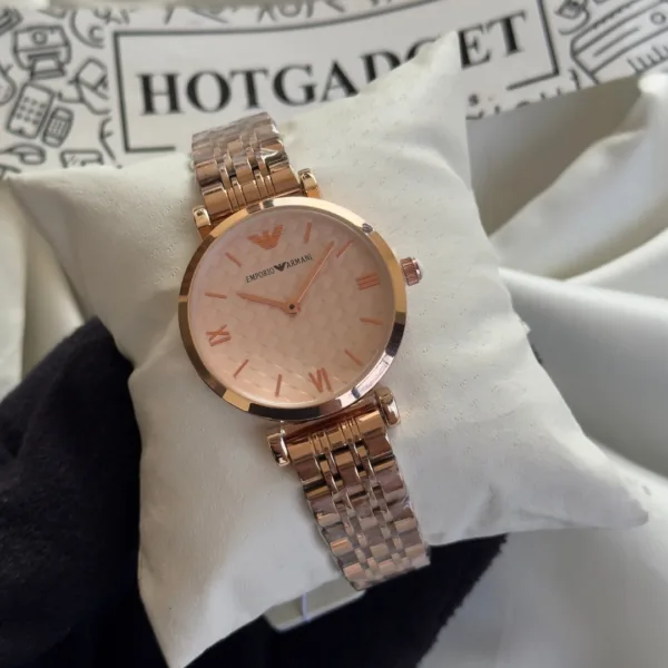 Armani-AR1987 (Analog Watch) – Rose Gold Dial / Silver & Rose Strap
