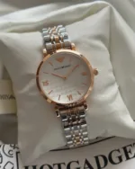 Armani-AR1987 (Analog Watch) – White Dial / Silver & Rose Strap