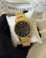 Armani-AR2434 (Chronograph Watch) – Black Dial / Gold Strap