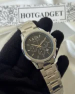 Armani-AX1720 (Chronograph Watch) – Black Dial / Silver Strap