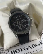 Armani-AX1721 (Chronograph Watch) – Black Dial / Black Strap – Silver Case