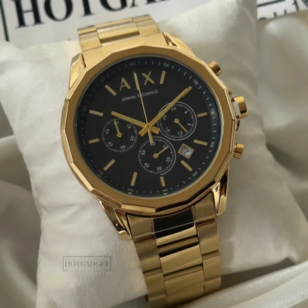 Armani-AX1721 (Chronograph Watch) – Black Dial / Gold Strap