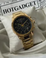 Armani-AX1721 (Chronograph Watch) – Black Dial / Gold Strap