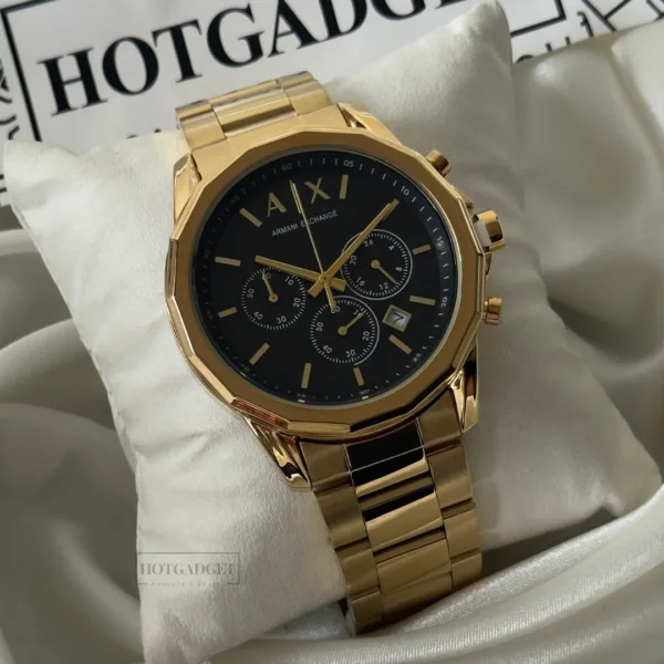 Armani-AX1721 (Chronograph Watch) – Black Dial / Gold Strap