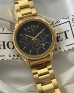 Armani-AX1721 (Chronograph Watch) – Black Dial / Gold Strap