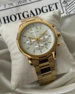Armani-AX1721 (Chronograph Watch) – White Dial / Gold Strap