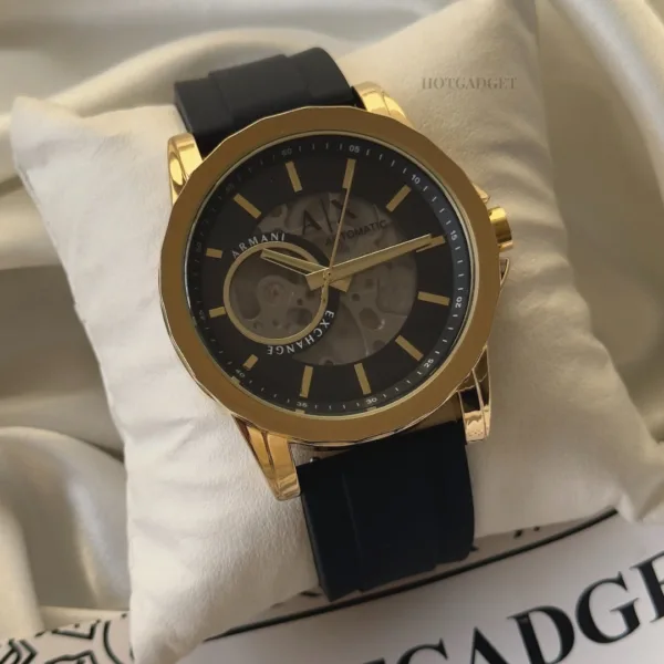Armani-AX1726 (Automatic Watch) – Gold Dial / Black Strap
