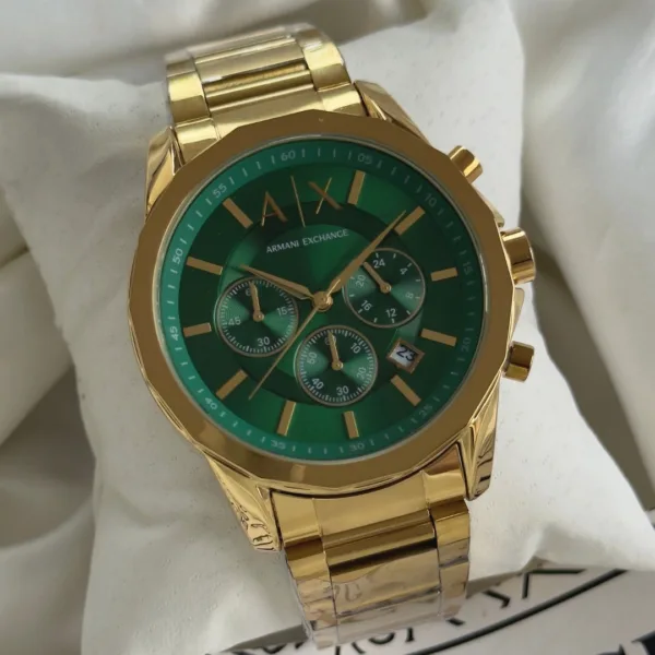 Armani-AX1771 (Chronograph Watch) – Green Dial / Gold Strap