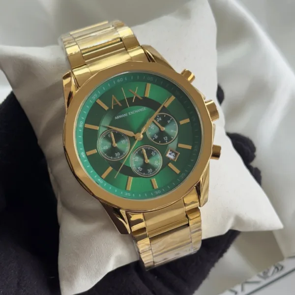 Armani-AX1771 (Chronograph Watch) – Green Dial / Gold Strap