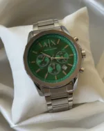 Armani-AX1771 (Chronograph Watch) – Green Dial / Silver Strap