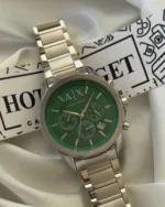 Armani-AX1771 (Chronograph Watch) – Green Dial / Silver Strap