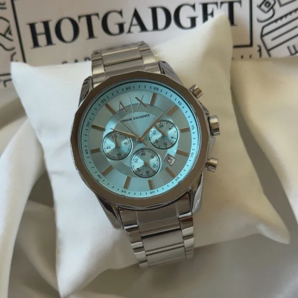 Armani-AX1771 (Chronograph Watch) – Mint Blue Dial / Silver Strap