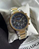 Armani-AX1771 (Chronograph Watch) – Navy Blue Dial / Gold & Silver Strap