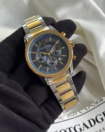 Armani-AX1771 (Chronograph Watch) – Navy Blue Dial / Gold & Silver Strap
