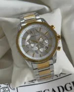 Armani-AX1771 (Chronograph Watch) – White Dial / Gold & Silver Strap