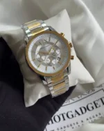 Armani-AX1771 (Chronograph Watch) – White Dial / Gold & Silver Strap
