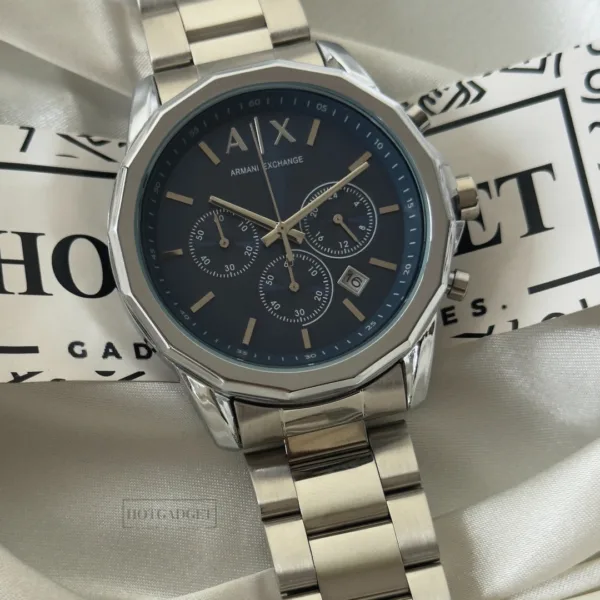 Armani-AX2509 (Chronograph Watch) – Blue Dial / Silver Strap