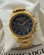 Armani-AX2509 (Chronograph Watch) – Navy Blue Dial / Gold Strap