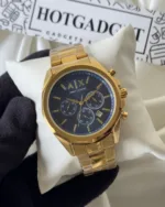Armani-AX2509 (Chronograph Watch) – Navy Blue Dial / Gold Strap