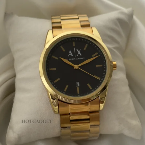 Armani-AX2857 (Analog Watch) – Black Dial / Gold Strap