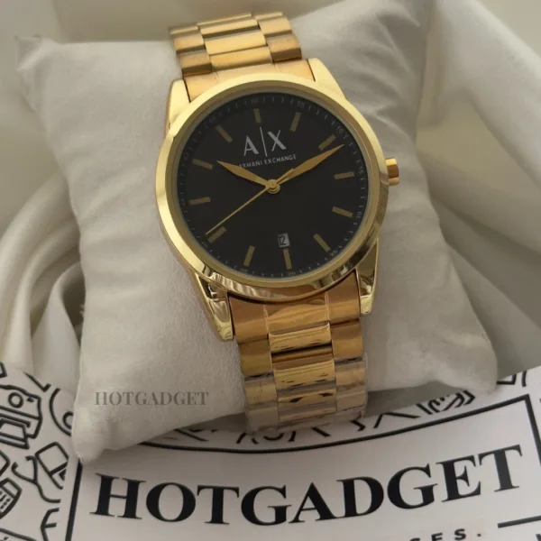 Armani-AX2857 (Analog Watch) – Black Dial / Gold Strap