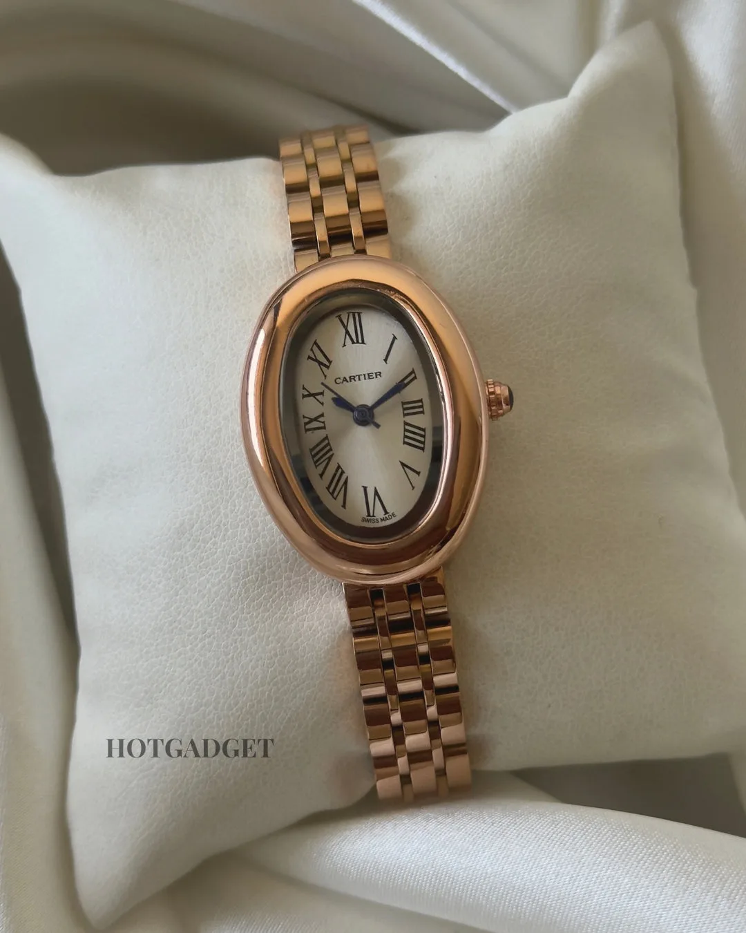 Cartier-Baignoire - (Analog Watch) Cartier-Baignoire - (Analog Watch) – White Dial / Rose Gold Strap