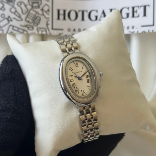 Cartier-Baignoire - (Analog Watch) – White Dial / Silver Strap