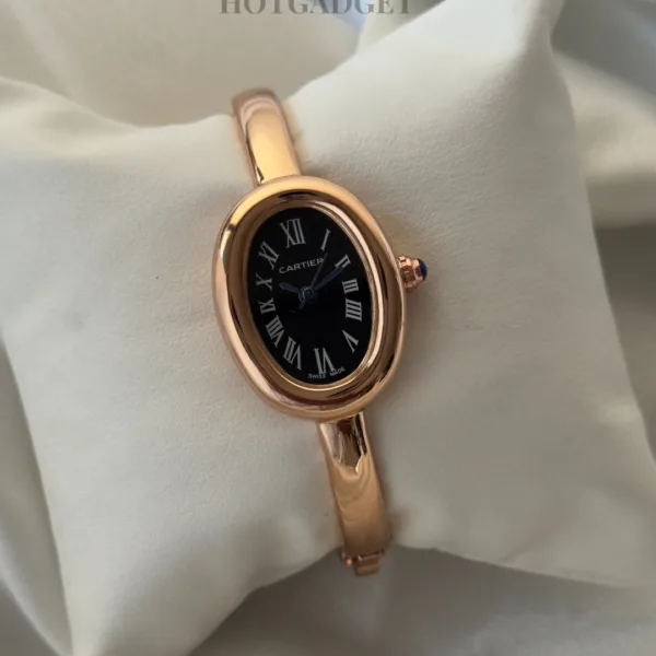 Cartier-Baignoire - (Bracelet Watch) Rose Gold – Black Dial / Rose Gold Strap