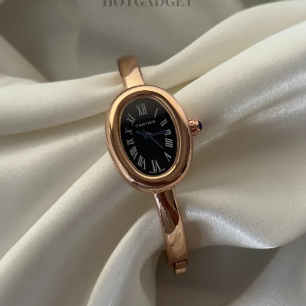 Cartier-Baignoire - (Bracelet Watch) Rose Gold – Black Dial / Rose Gold Strap