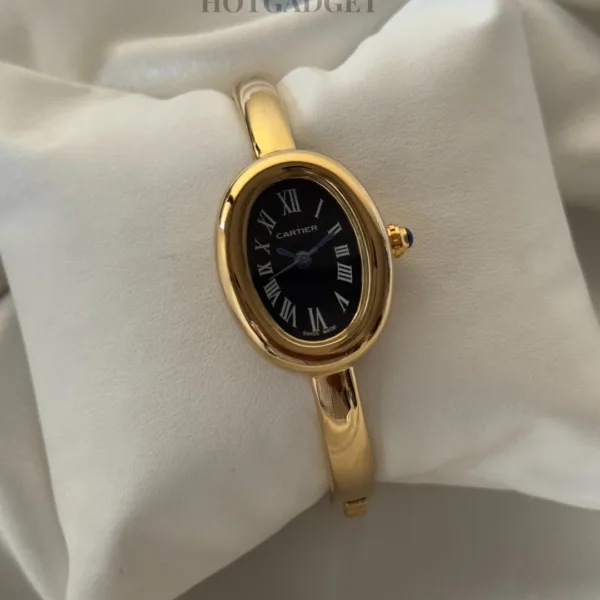 Cartier-Baignoire - (Bracelet Watch) Gold – Black Dial / Gold Strap