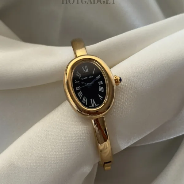 Cartier-Baignoire - (Bracelet Watch) Gold – Black Dial / Gold Strap