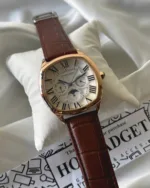 Cartier-Drive Moon (Chronograph Watch) – White Dial / Brown Strap