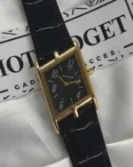 Cartier-Tank Asymétrique (Analog Watch) – Black Dial / Black Strap – Gold Case