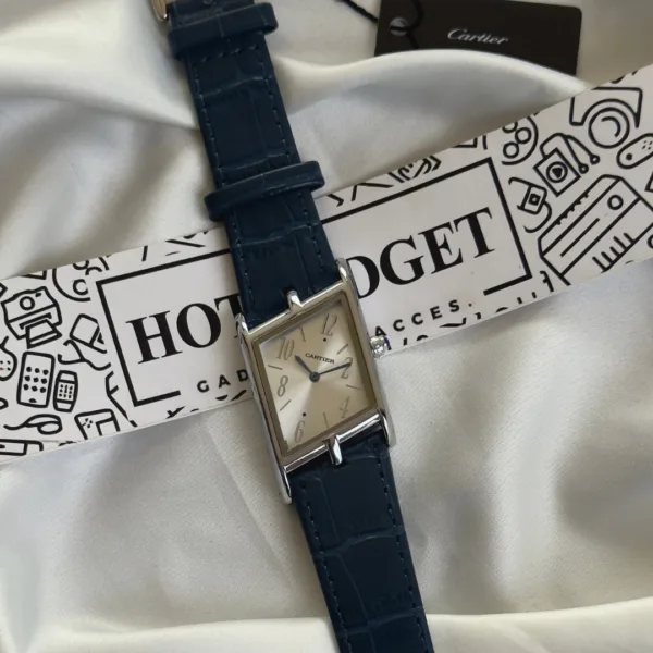 Cartier-Tank Asymétrique (Analog Watch) – Silver Dial / Blue Strap