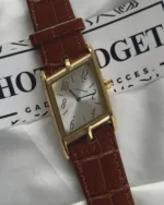 Cartier-Tank Asymétrique (Analog Watch) – Silver Dial / Brown Strap