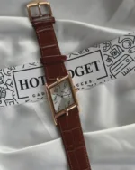 Cartier-Tank Asymétrique (Analog Watch) – White Dial / Brown Strap