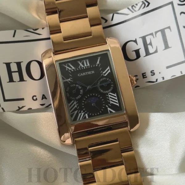Cartier-Tank MC (Chronograph Watch) – Black Dial / Rose Gold Strap