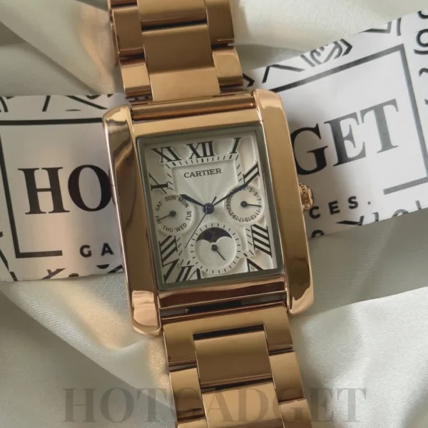 Cartier-Tank MC (Chronograph Watch) – White Dial / Rose Gold Strap