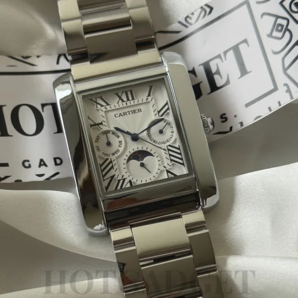 Cartier-Tank MC (Chronograph Watch) – White Dial / Silver Strap