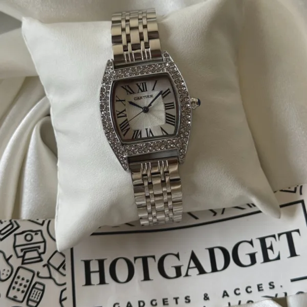 Cartier-Tortue - (Analog Watch) – White Dial / Silver Strap