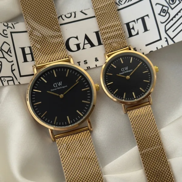 DW Classic Mesh Couple (Analog Watch) – Black Dial / Gold Strap