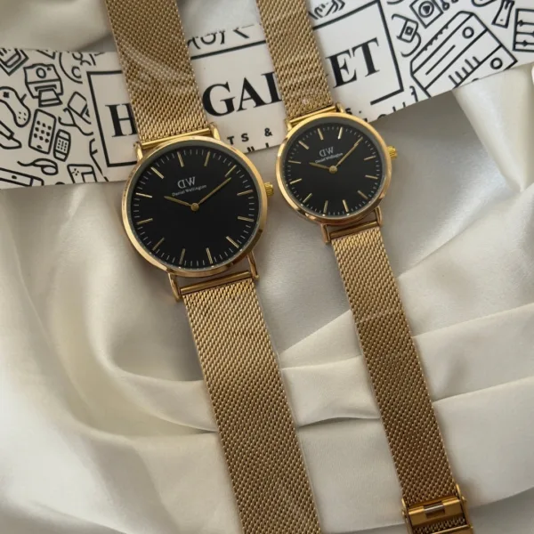 DW Classic Mesh Couple (Analog Watch) – Black Dial / Gold Strap