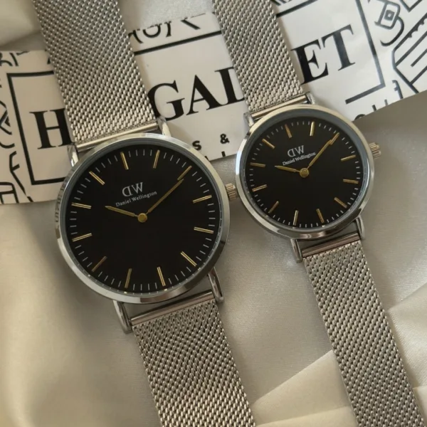 DW Classic Mesh Couple (Analog Watch) – Black Dial / Silver Strap