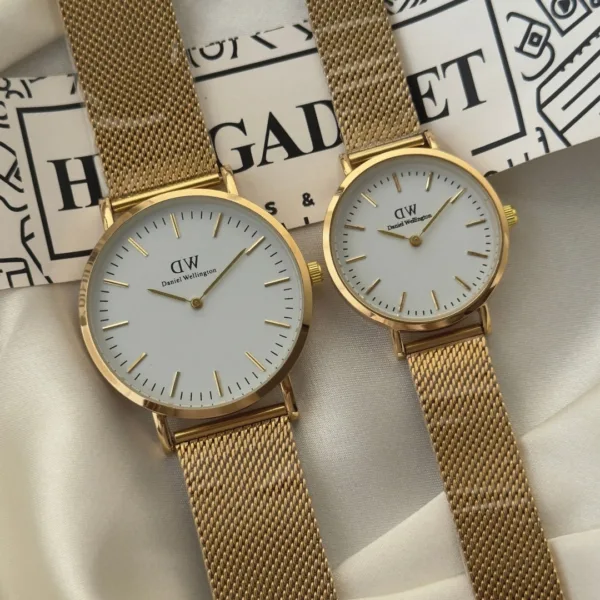 DW Classic Mesh Couple (Analog Watch) – White Dial / Gold Strap